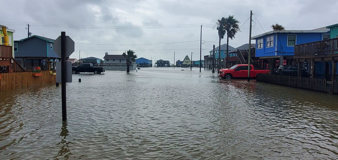 Flooding is seen in Surfside Beach, Texas, on June 19. 