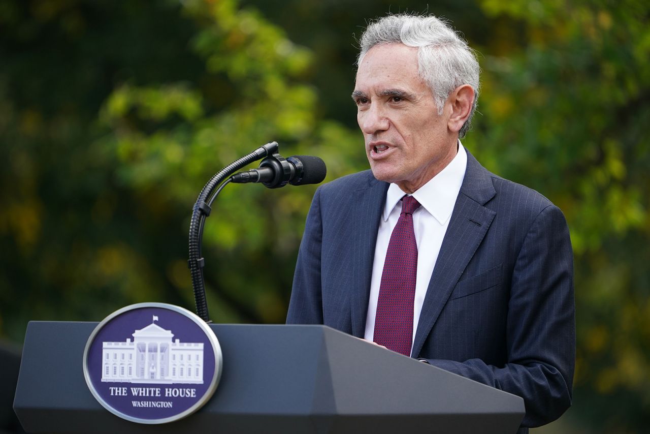 White House coronavirus adviser Dr. Scott Atlas speaks on Covid-19 testing in the Rose Garden of the White House in Washington, DC, on September 28.