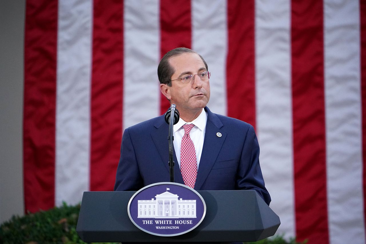 Health and Human Services Secretary Alex Azar delivers an update on "Operation Warp Speed" in the Rose Garden of the White House on Friday, November 13.