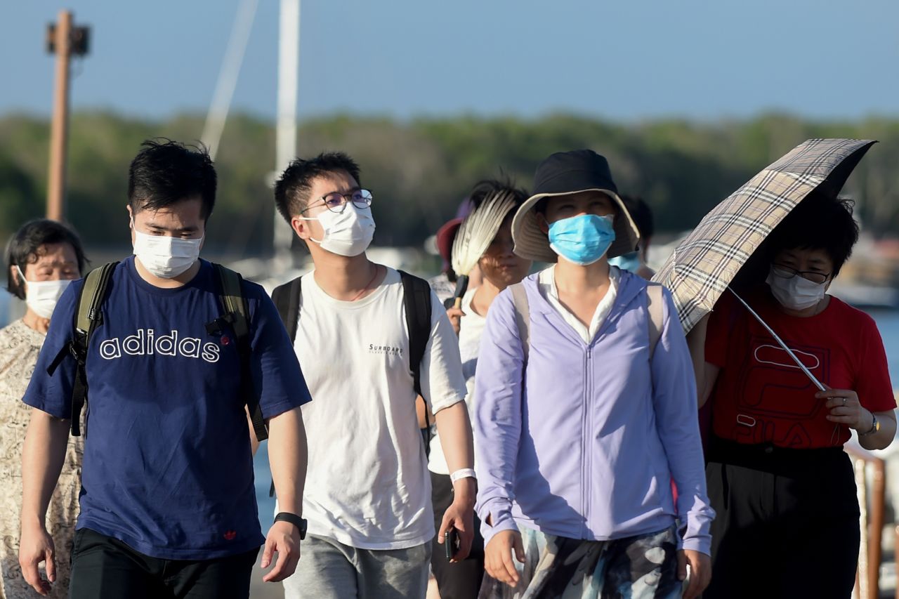 Chinese tourists in Bali, Indonesia, on January 27, 2020.