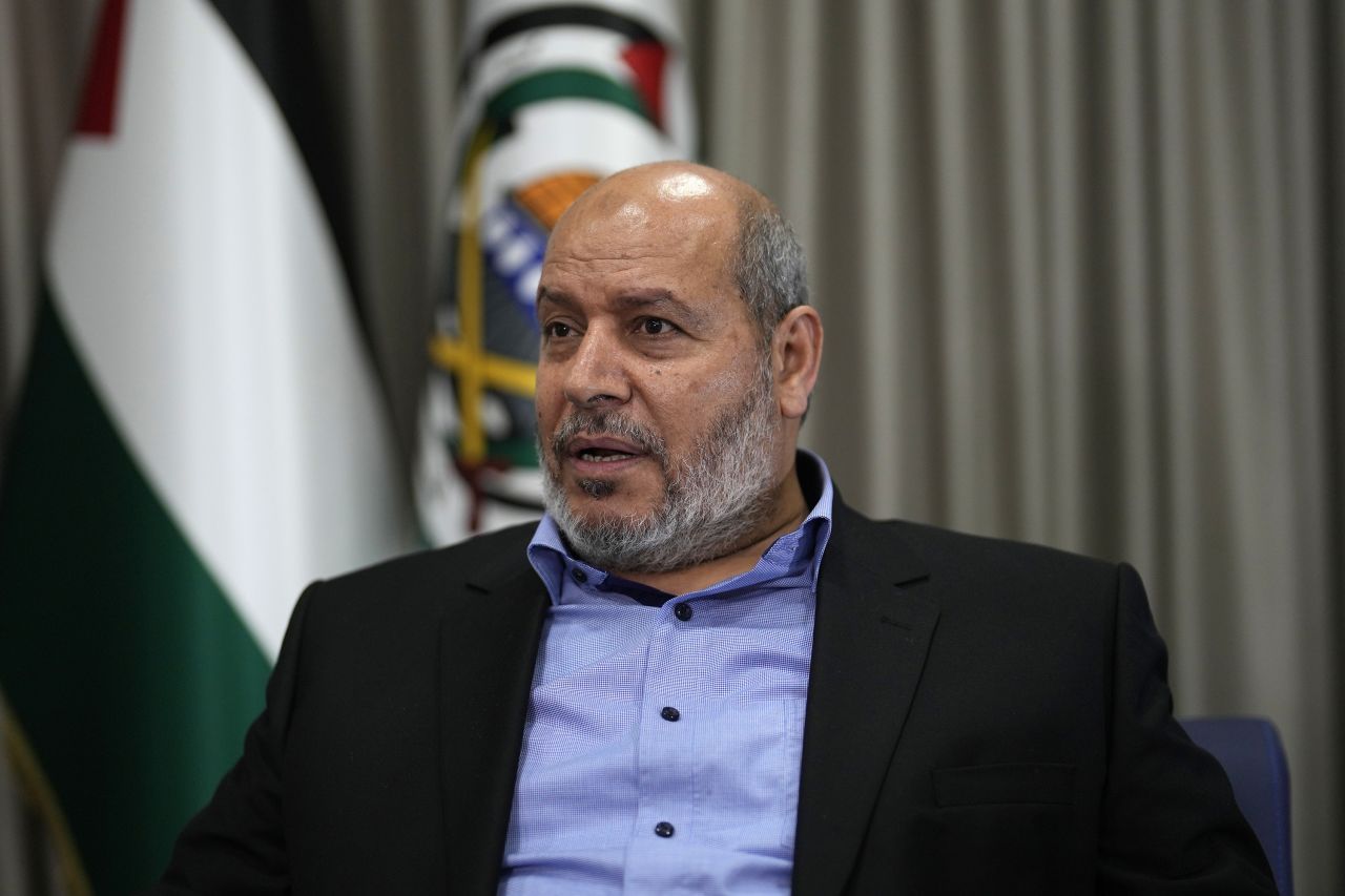 Hamas spokesperson and deputy head Khalil al-Hayya speaks during an interview in Istanbul, Turkey, on April 24.