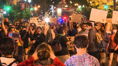 Protesters march in Washington on Friday night.