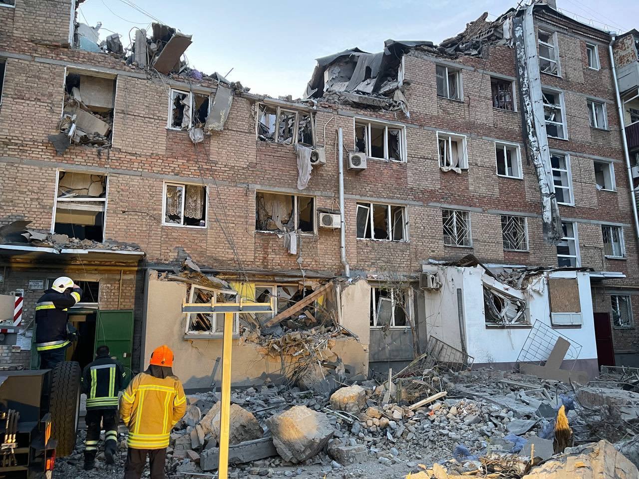 The city of Mykolaiv, Ukraine, after a missile attack overnight, on October 13.