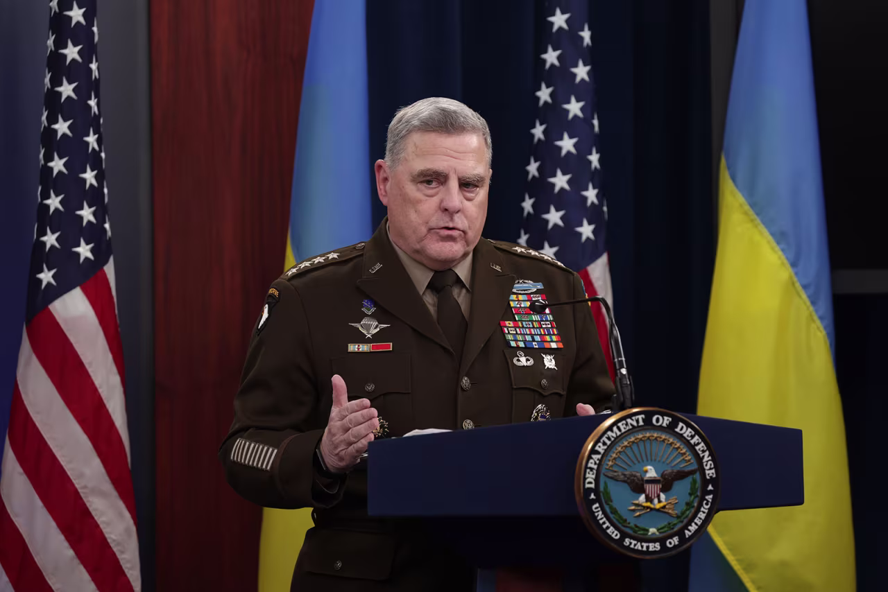 Chairman of the Joint Chiefs of Staff Gen. Mark Milley speaks during a press briefing at the Pentagon on November 16 in Arlington, Virginia. 