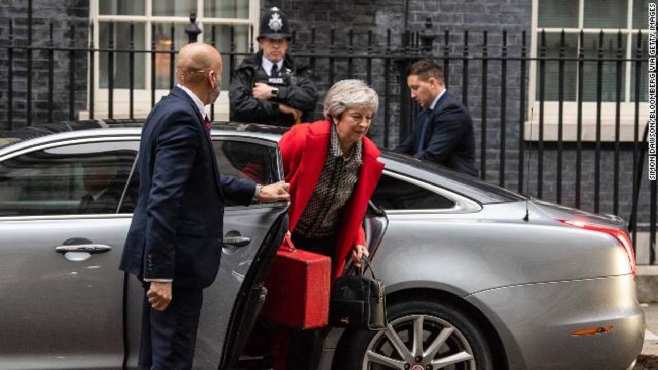 Theresa May arrives back at Downing Street after her radio interview this morning