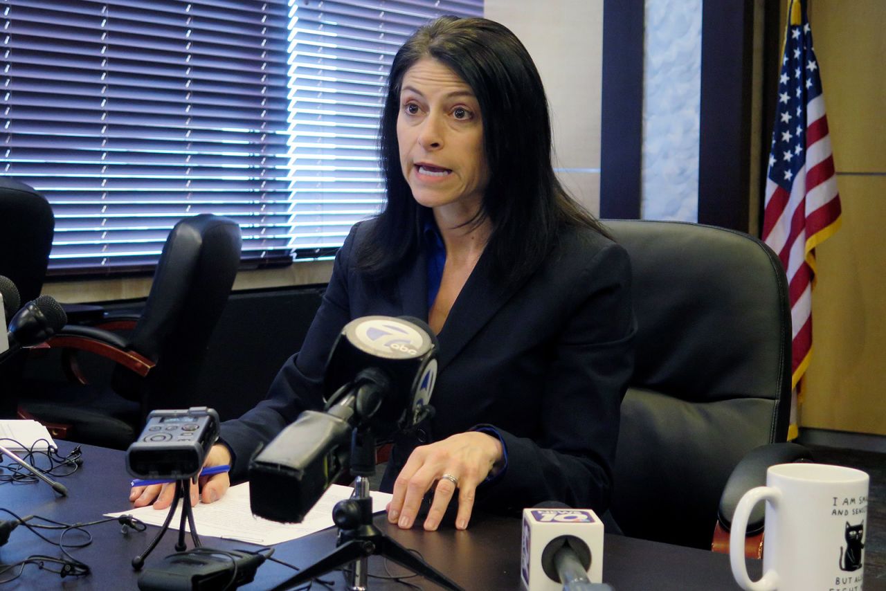 Michigan Attorney General Dana Nessel speaks during a news conference in Lansing, Michigan, in March.