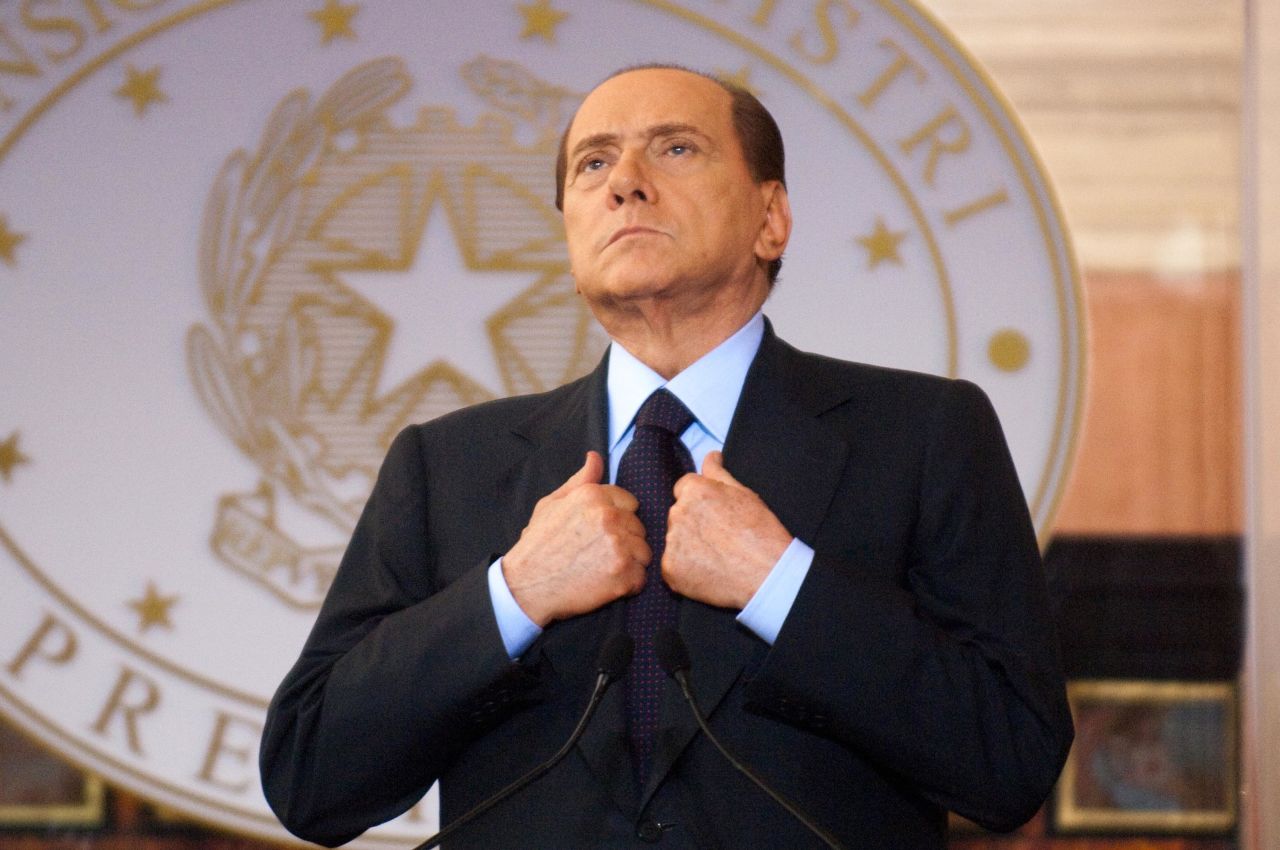 Then Italian Prime Minister Silvio Berlusconi attends the Italy-France Summit in Rome, in 2011. 