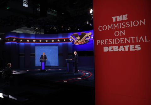 President Donald Trump and Democratic presidential nominee Joe Biden participate in the first presidential debate at the Health Education Campus of Case Western Reserve University on September 29, in Cleveland, Ohio. 