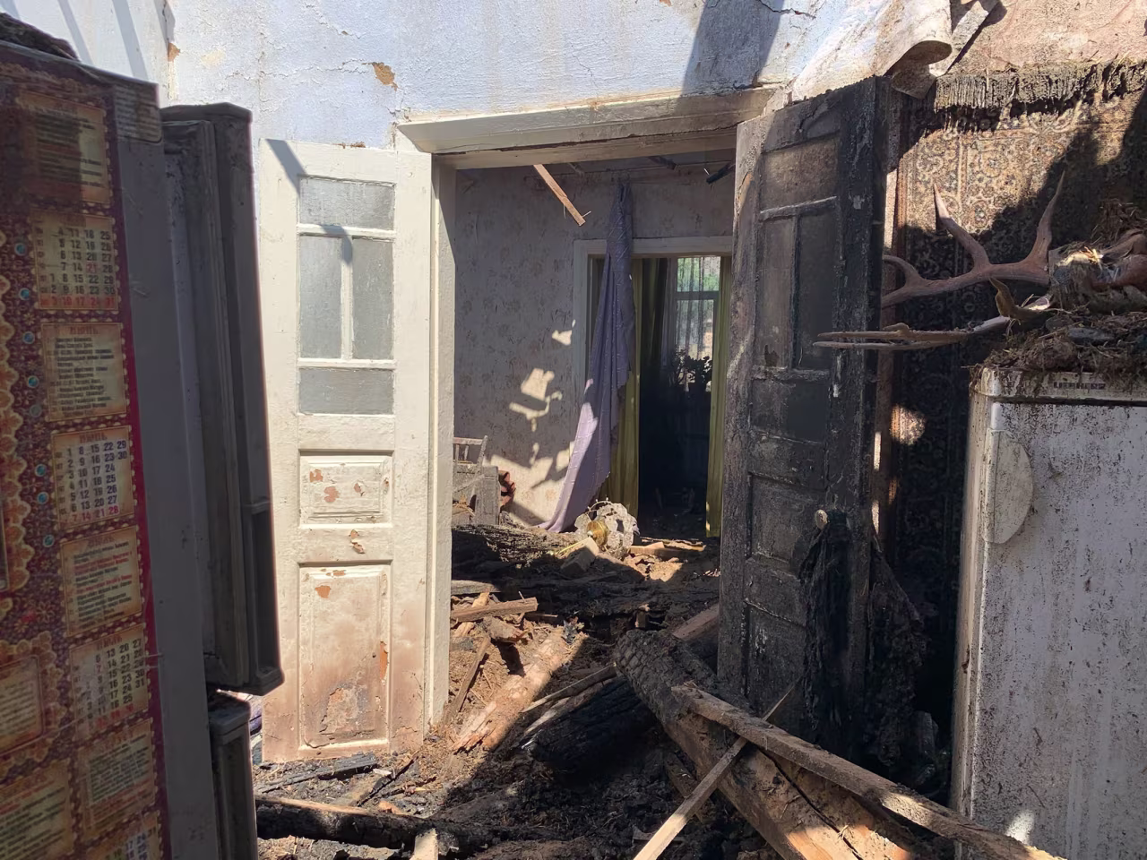 A view of a demolished house after shelling due to an artillery attack as Russia-Ukraine war continues in Kherson, Ukraine on June 5.