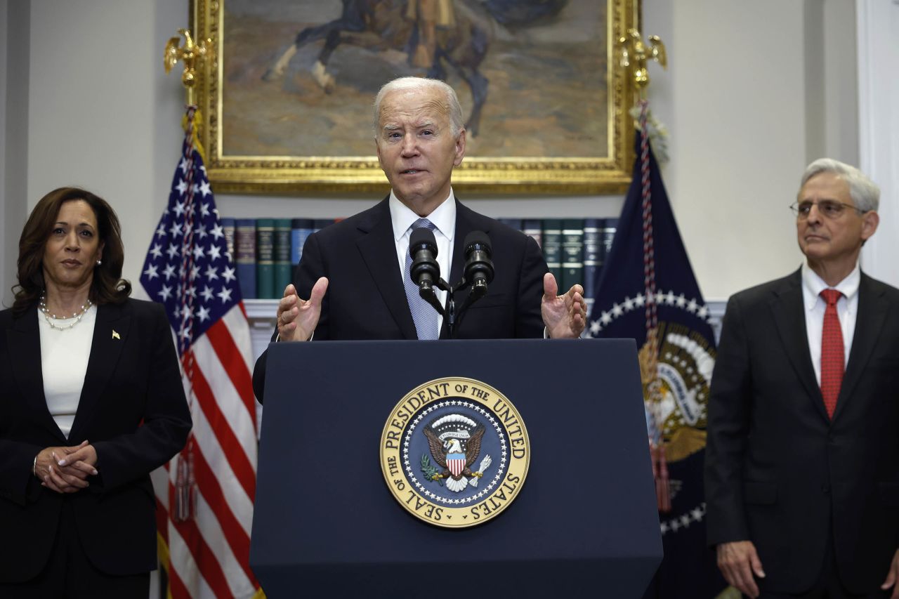 President Joe Biden delivers remarks on the assassination attempt on former President Donald Trump, at the White House in Washington, DC, on July 14. 