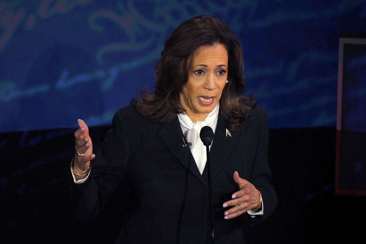 Vice President Kamala Harris speaks during the debate on Tuesday in Philadelphia.