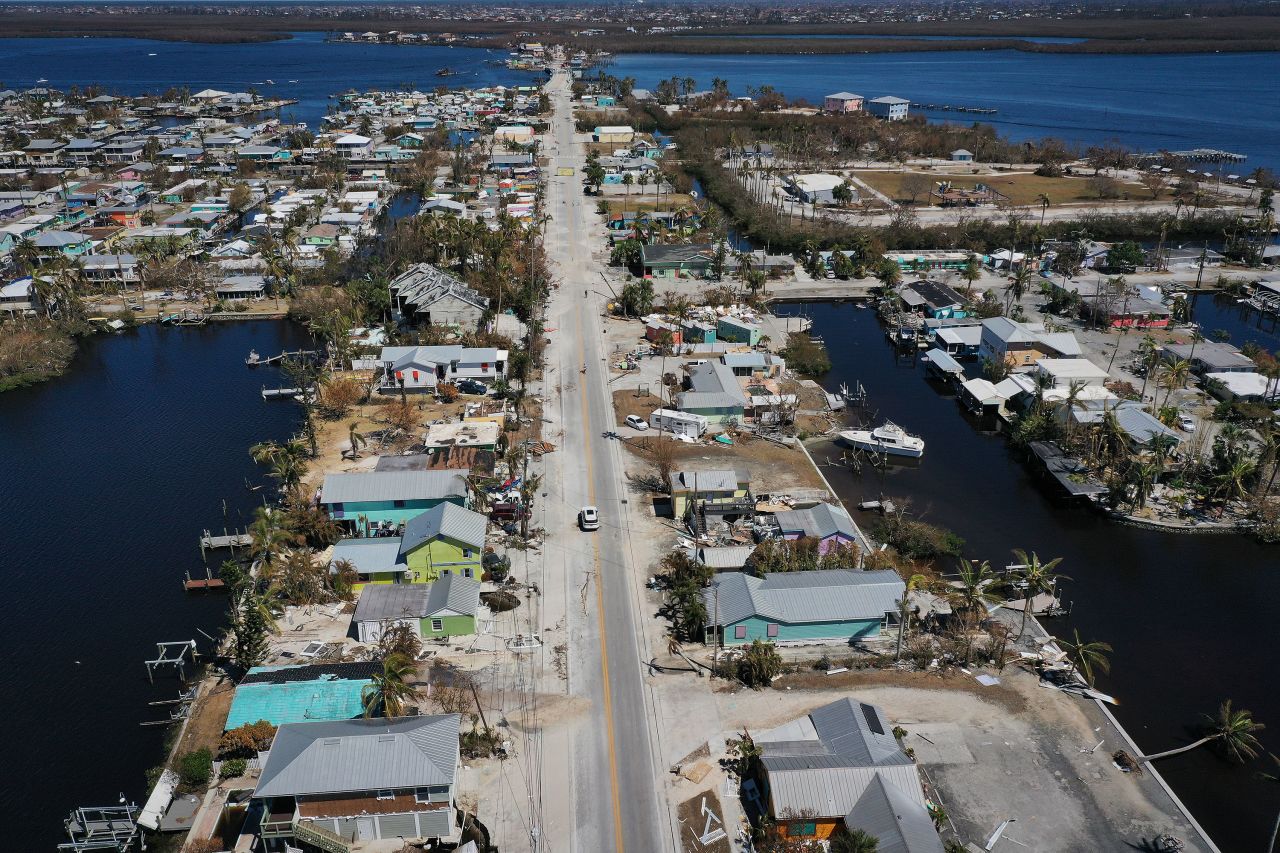 Destruction on Pine Island is seen on Monday.