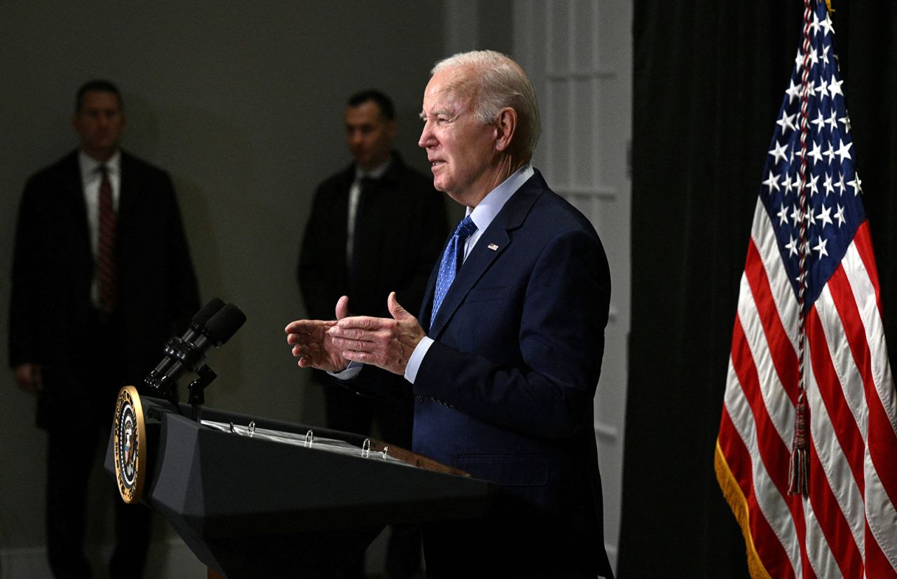 US President Joe Biden delivers remarks on the release of hostages from Gaza, on November 26, in Nantucket, Massachusetts. 