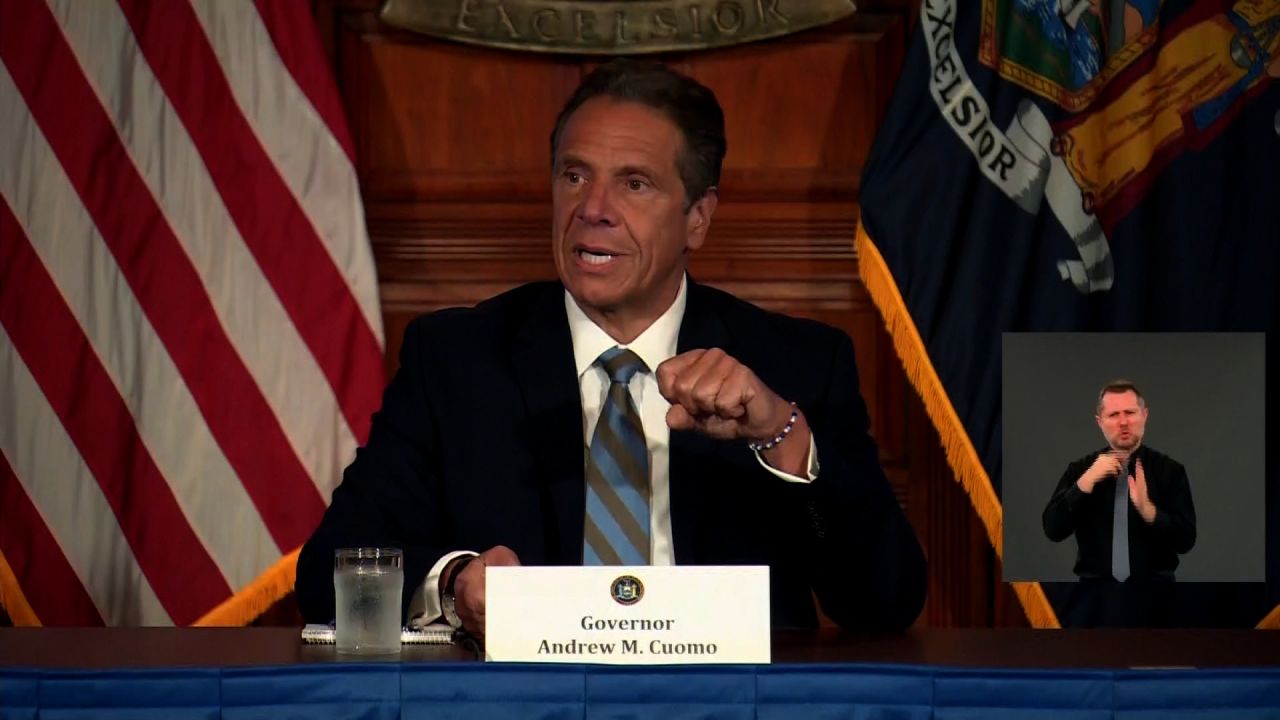 New York Gov. Andrew Cuomo speaks during a coronavirus briefing in Albany, New York, on June 3.