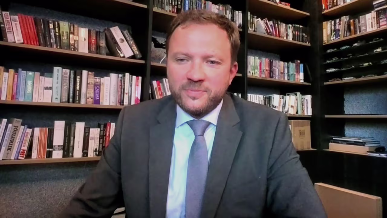 Estonian Foreign Minister Margus Tsahkna speaks during an interview with CNN’s Isa Soares.