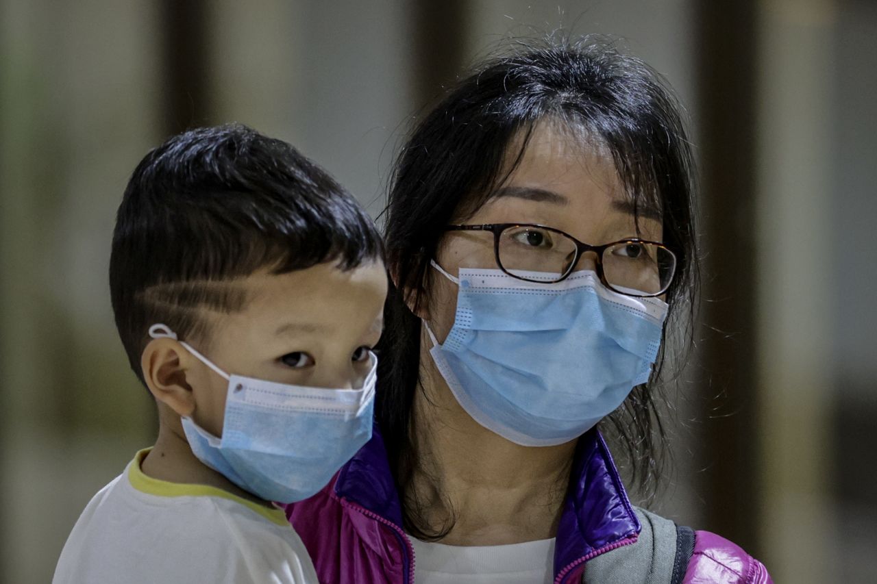 A Chinese woman and her child in the Ninoy Aquino International Airport on February 3, 2020 in Manila, Philippines.