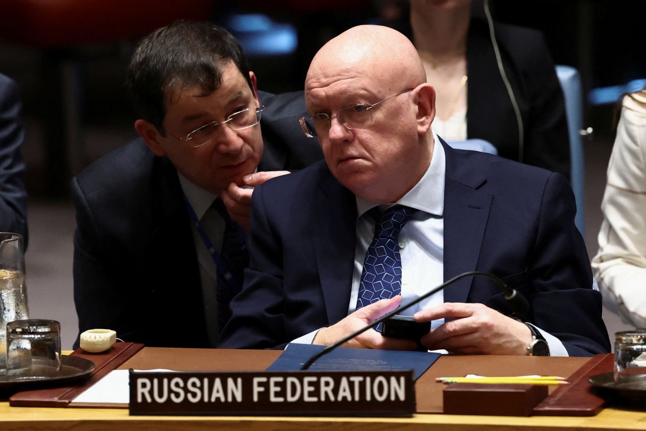 Russian Ambassador to the United Nations Vasily Nebenzia attends a UN Security Council meeting on Tuesday.