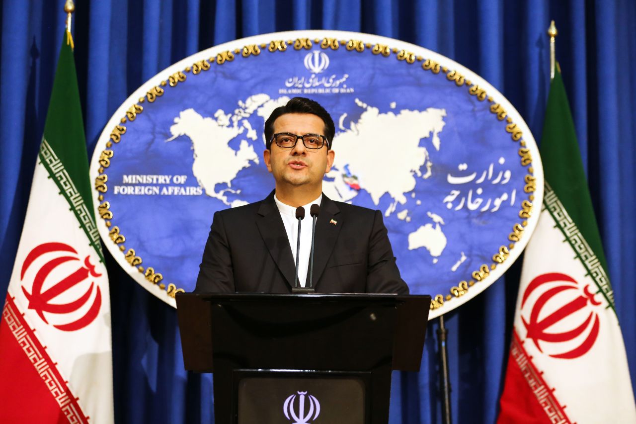 Abbas Mousavi, spokesman for Iran's Ministry of Foreign Affairs, holds a press conference in Tehran, Iran, on May 28, 2019.