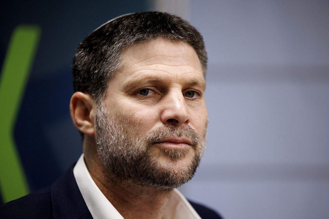 Bezalel Smotrich, Israel's finance minister, attends a news conference at the Knesset in Jerusalem, on February 5.