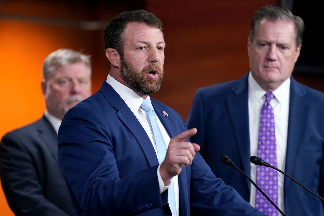 Markwayne Mullin speaks during a news conference on Capitol Hill on August 12. 