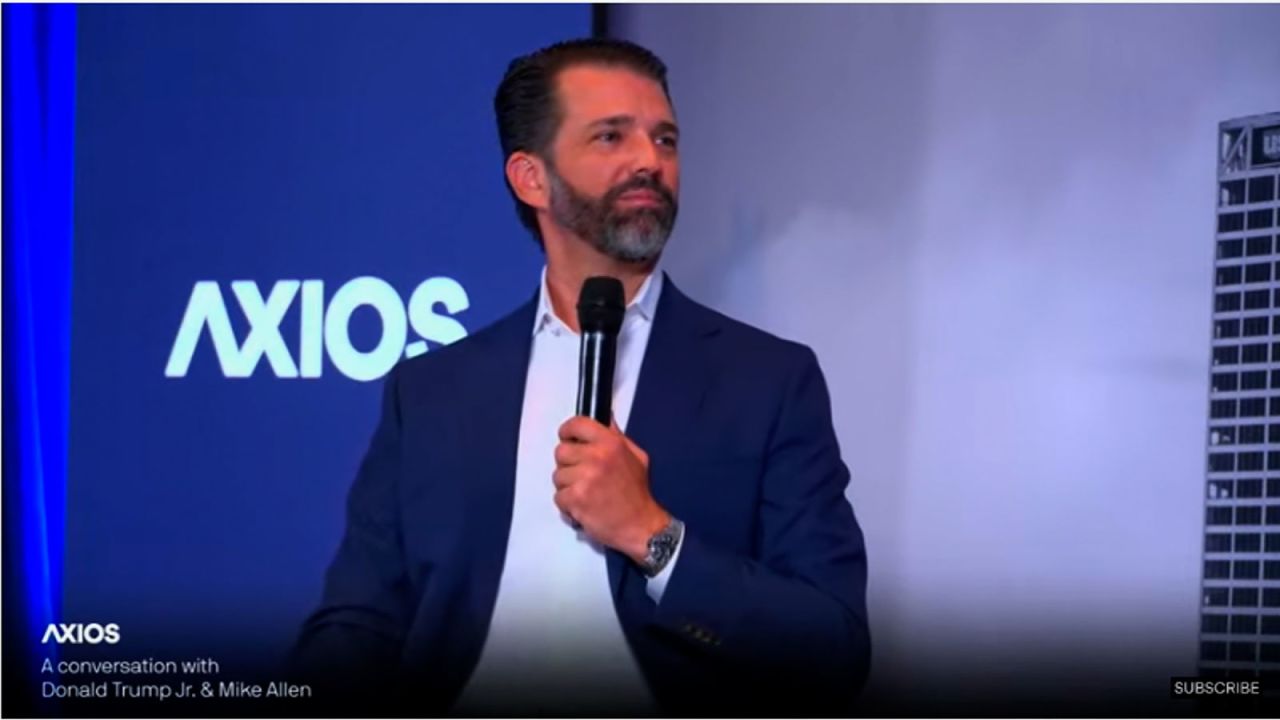 Donald Trump Jr. speaks at an event hosted by Axios on Tuesday, July 16.