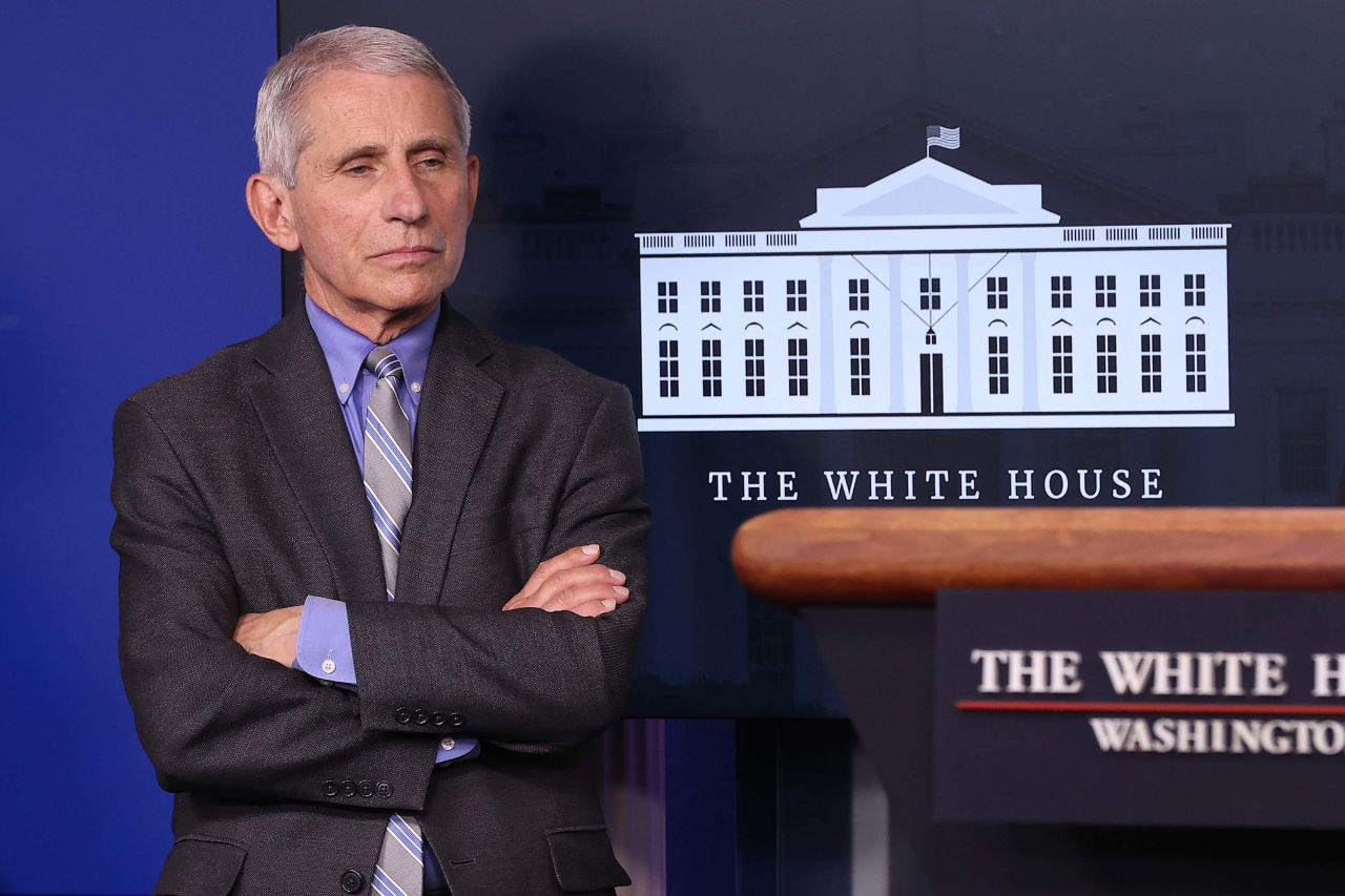 Dr. Anthony Fauci, director of the National Institute of Allergy and Infectious Diseases, attends the daily coronavirus task force briefing at the White House on April 8.