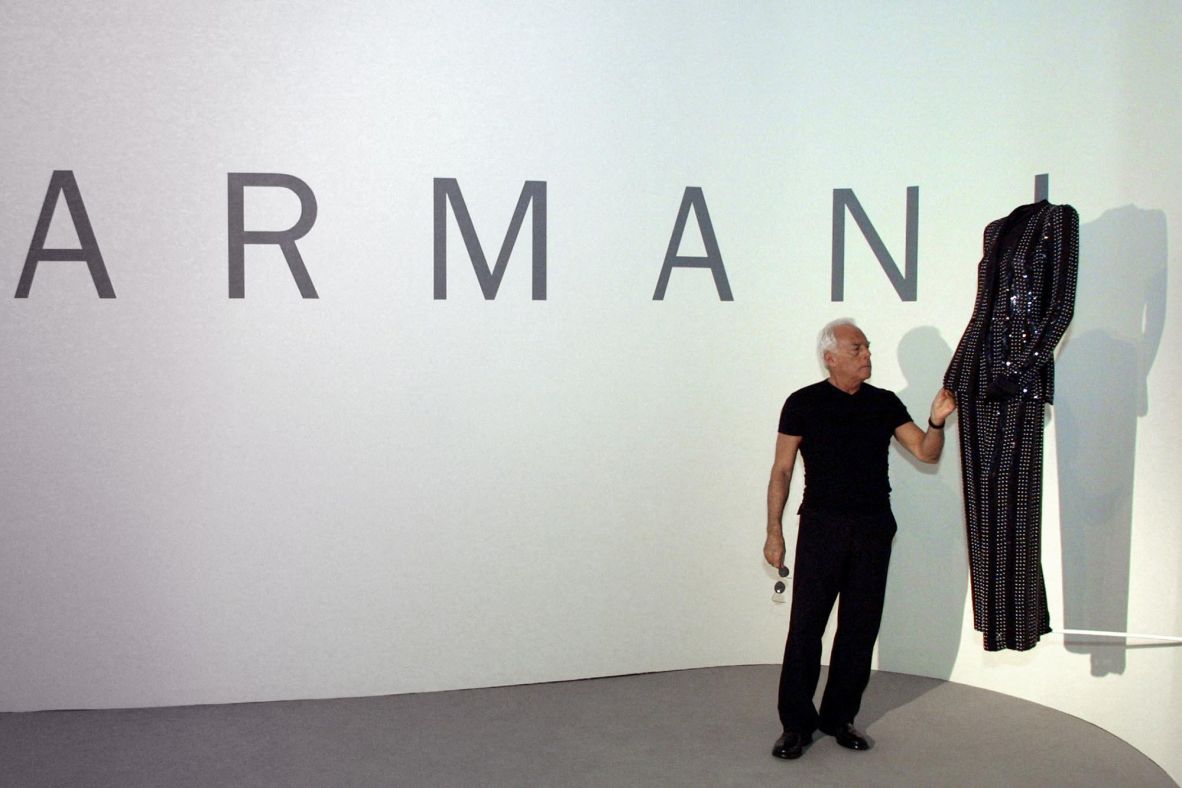 Armani at Bilbao's Guggenheim museum in 2001, for a retrospective of his work. He was the first fashion design to exhibit at the museum.