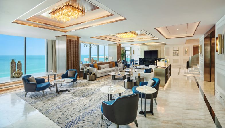 <strong>The Royal Penthouse at Mandarin Oriental Jumeira: from $20,420 per night. </strong>From the moment you step off the private elevator, the newly renovated Royal Penthouse at the Mandarin Oriental Jumeira wows, with sea views<strong> </strong>from every corner of the bedroom and living space.