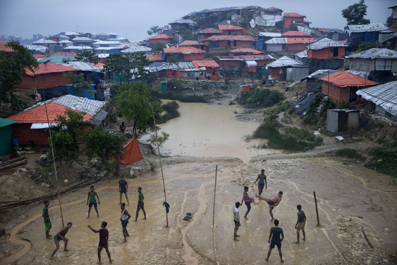 Flooding in a refugee camp in Bangladesh during monsoon season in August 2018.