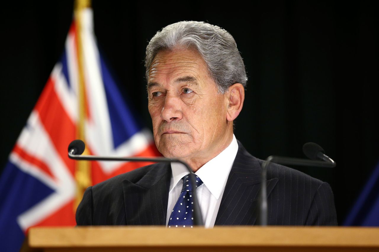 Deputy Prime Minister Winston Peters speaks at a press conference at Parliament on March 17 in Wellington, New Zealand.?