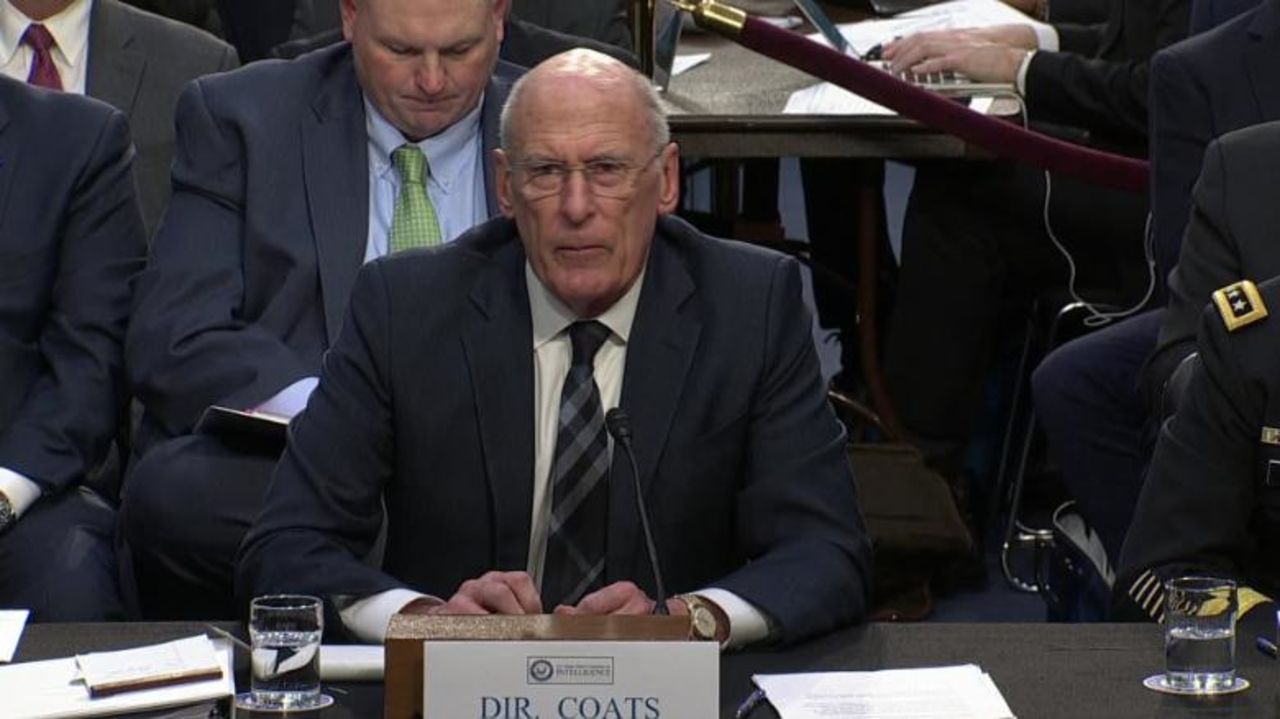 Director of National Intelligence Dan Coats addressing the Senate Intelligence Committee on Tuesday.