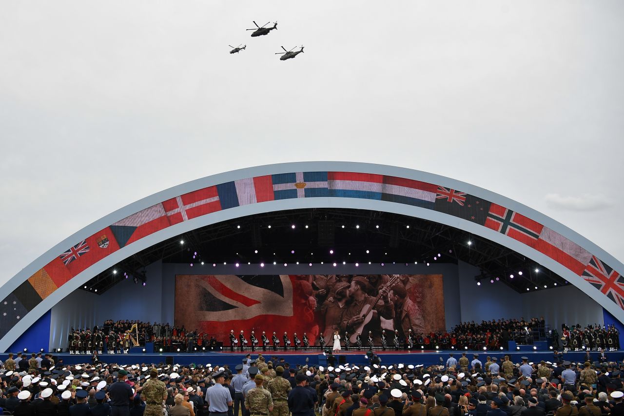 A RAF flypast takes place above the main stage. 