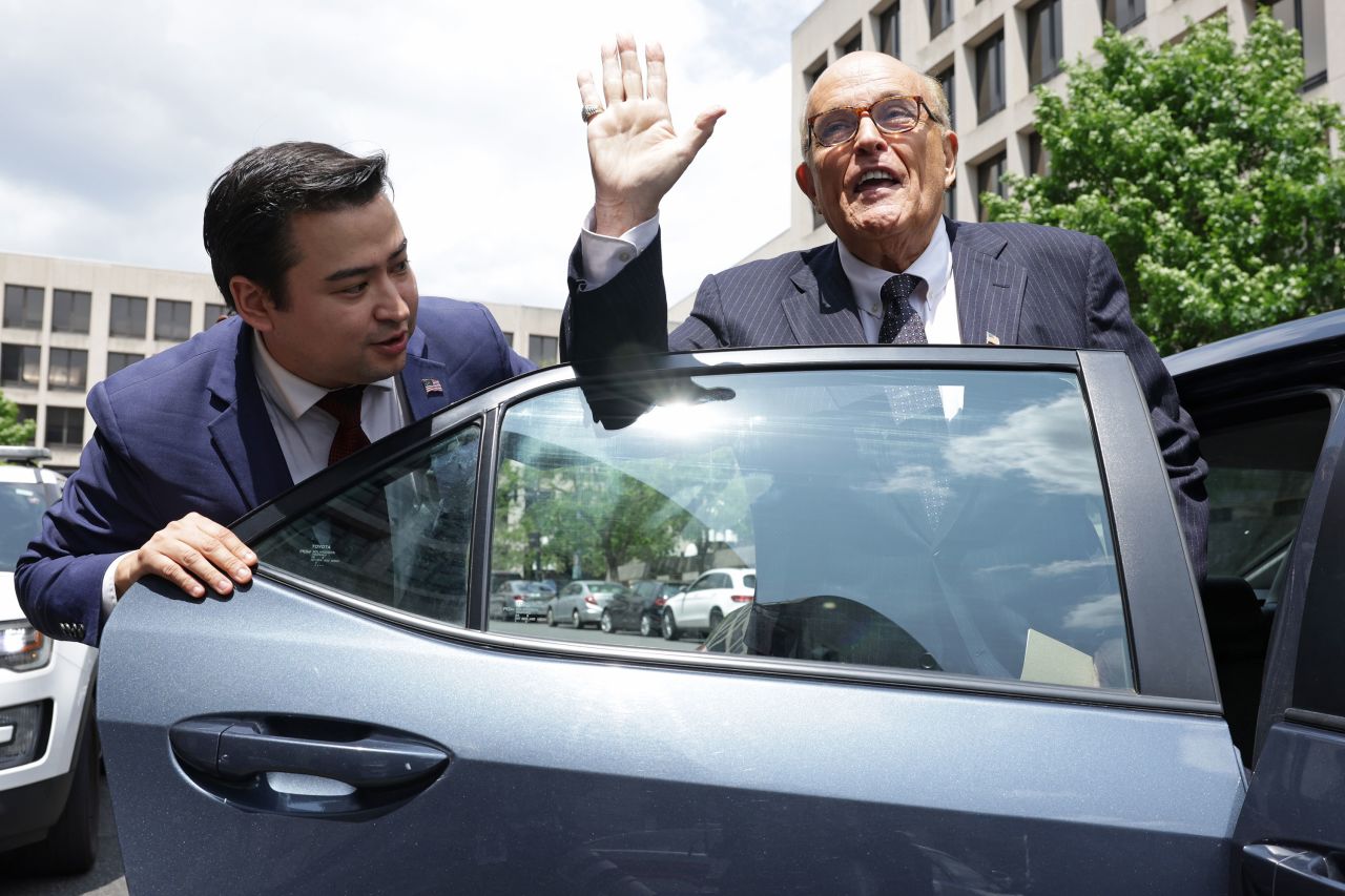 Rudy Giuliani leaves the US District Court in Washington on May 19.