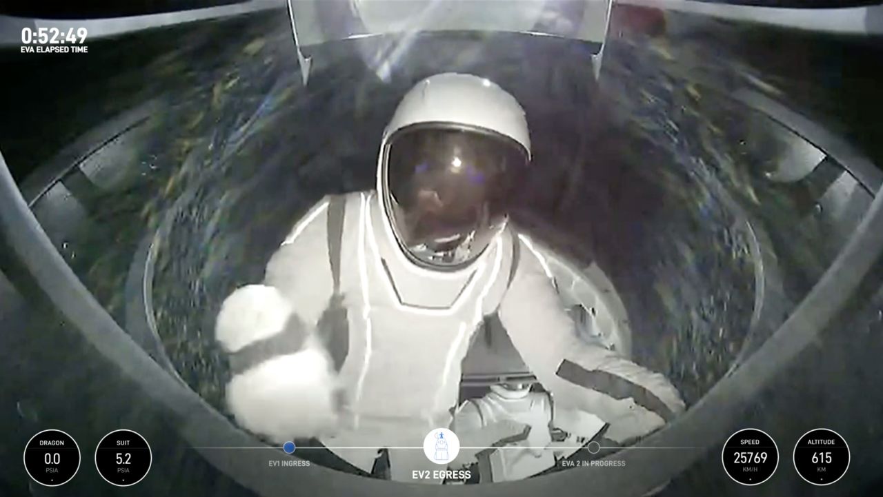 Sarah Gillis during first commercial spacewalk.