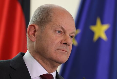 Olaf Scholz speaks to the media in Berlin on October 31.