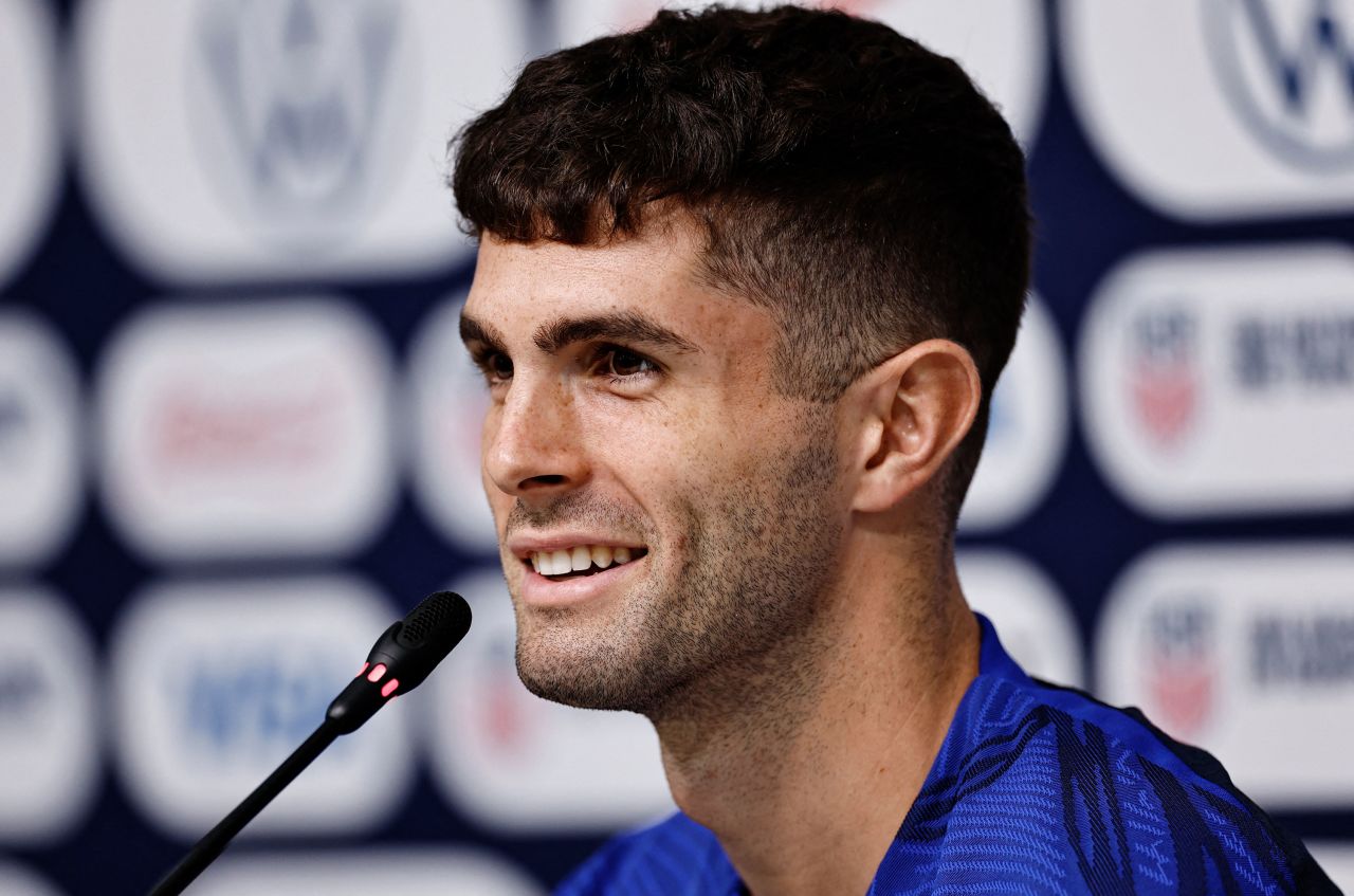 Christian Pulisic speaks during a press conference in Al Rayyan, Qatar, on Thursday.