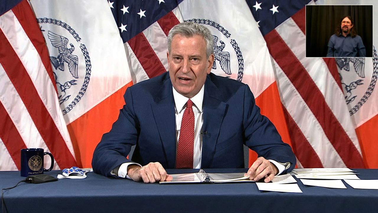 New York City Mayor Bill de Blasio speaks at a press conference in New York on January 6.