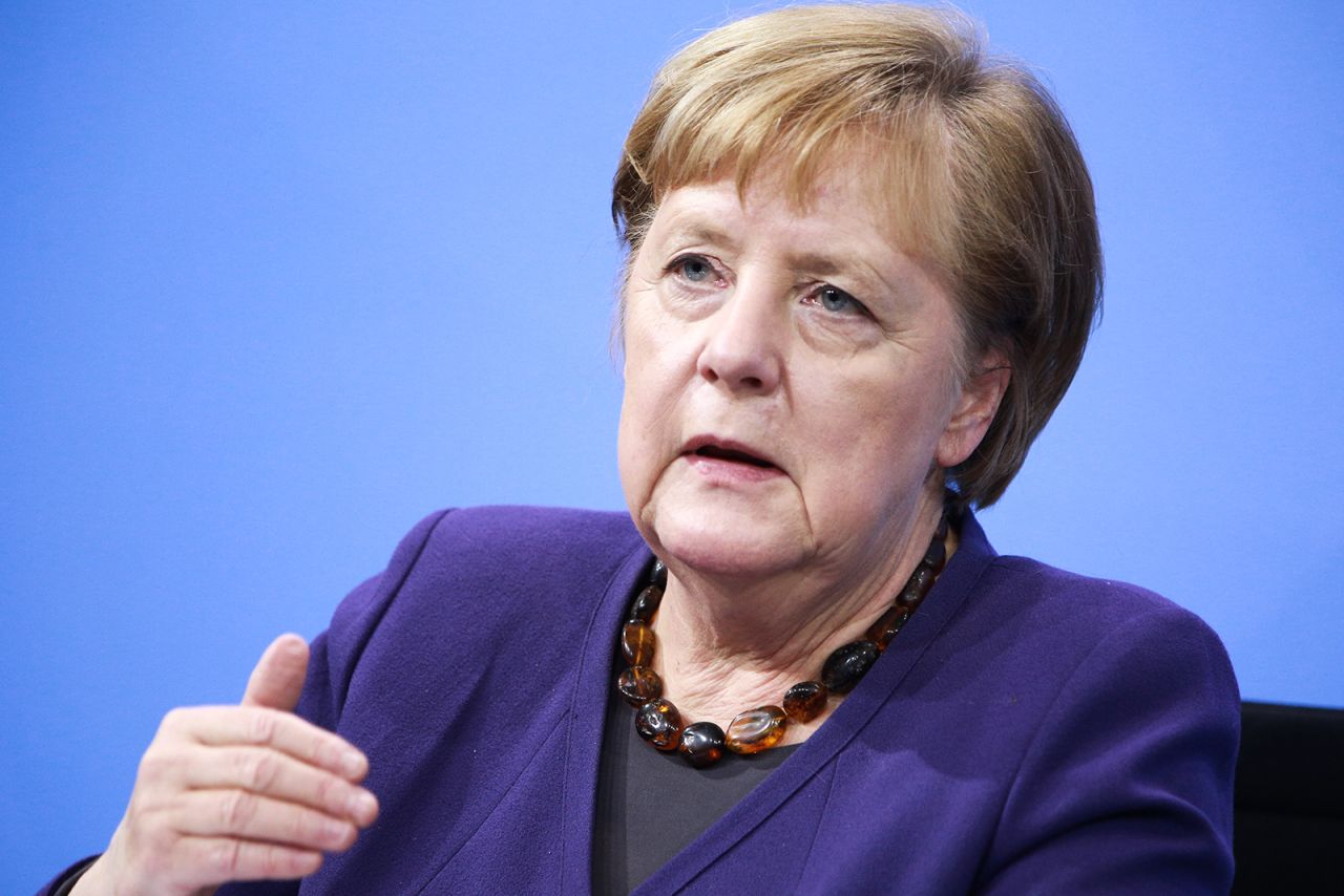 German Chancellor Angela Merkel speaks to the media following her virtual meeting with the leaders of Germany's 16 states in Berlin, on Dec. 2.