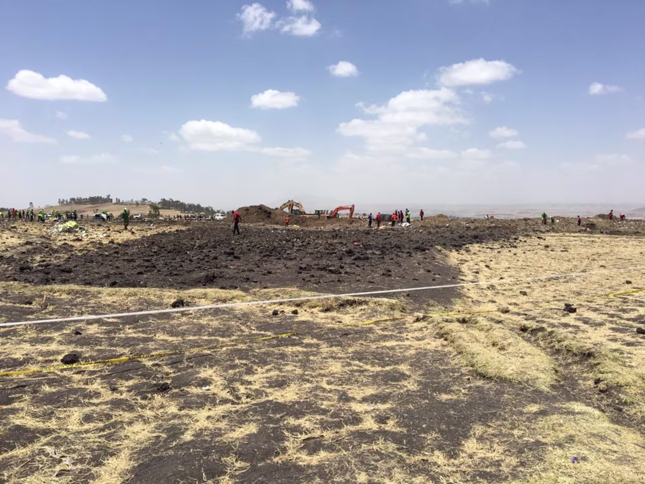 The scene at the crash site on Tuesday morning.