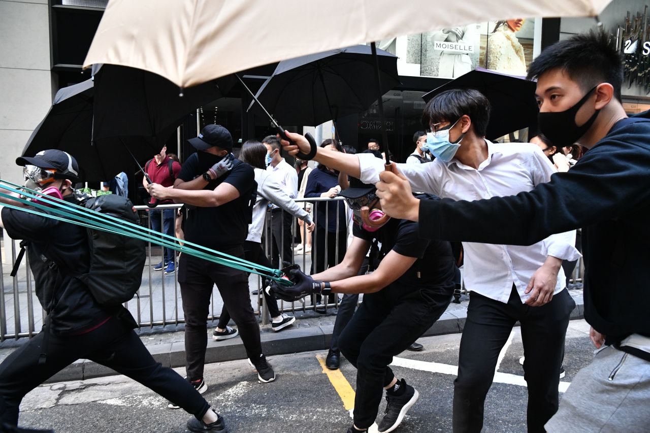 Protesters in Hong Kong on November 11, 2019. 