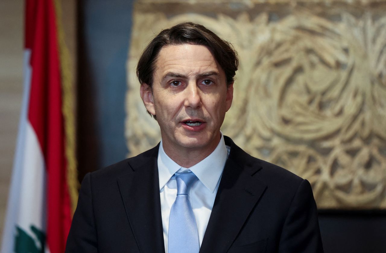 U.S. envoy Amos Hochstein speaks during a press conference in Beirut, Lebanon, on March 4.