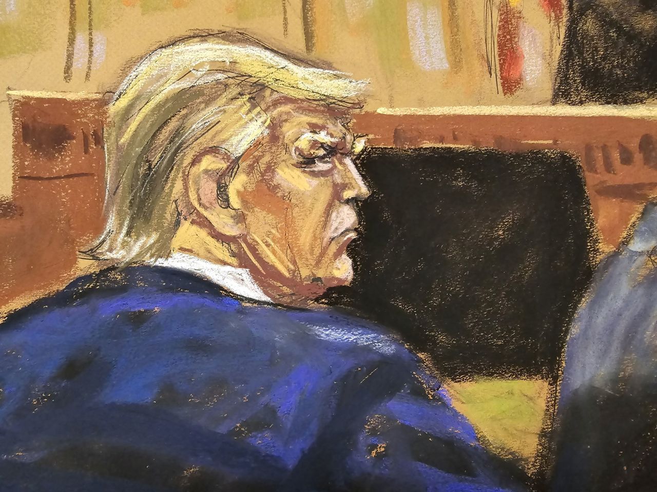 Donald Trump is seen in this court sketch from Wednesday.