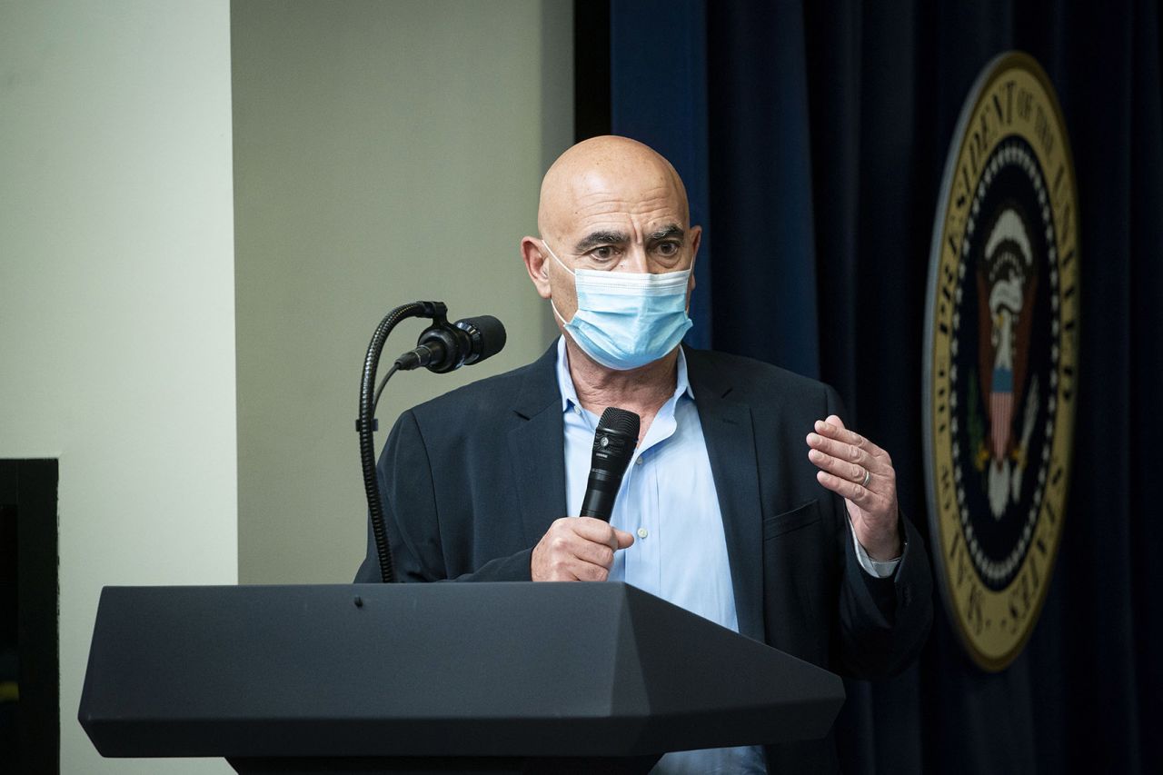 Moncef Slaoui, chief adviser for the Defense Department's Project Warp Speed, speaks during an Operation Warp Speed vaccine summit at the White House in Washington DC, on Tuesday, December 8. 