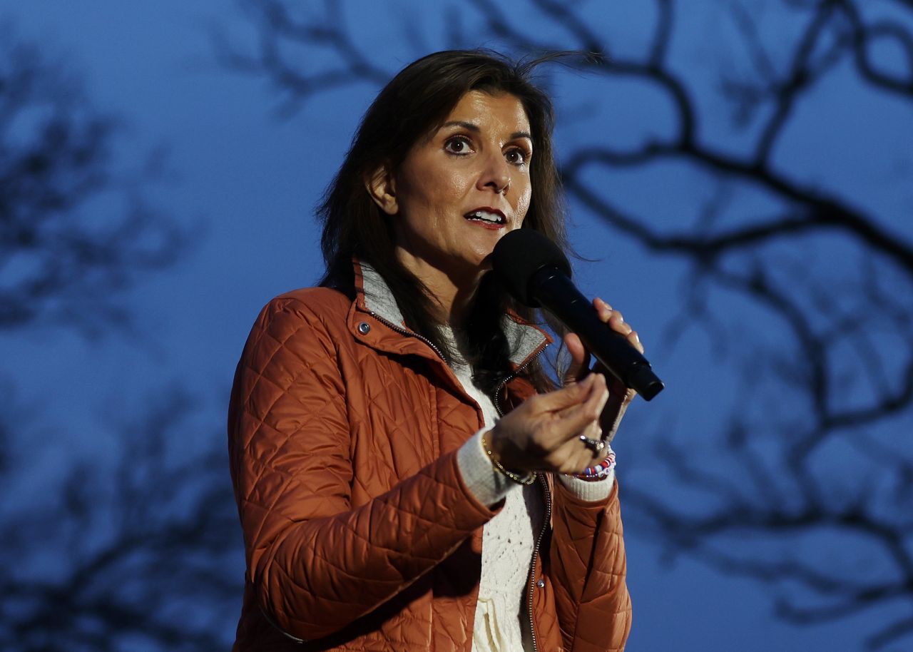 Nikki Haley speaks during a campaign event in Myrtle Beach, South Carolina, on February 22.