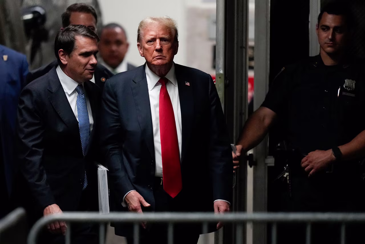 Former US President Donald Trump returns to court for his hush money trial at Manhattan Criminal Court on Tuesday, May 28,  in New York.