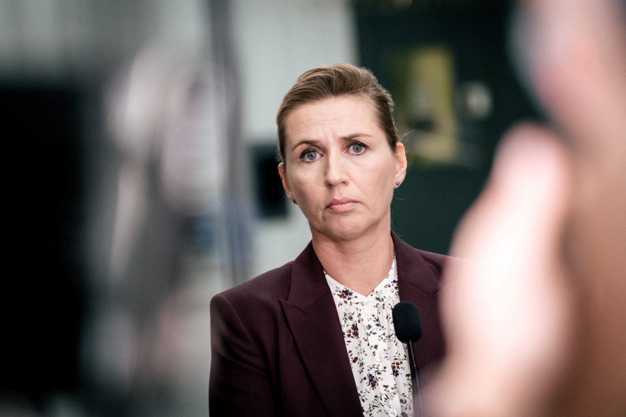 Danish Prime Minister?Mette?Frederiksen?speaks to the media about the three gas leaks on the Nord Stream gas pipeline in Copenhagen, Denmark on September 27.