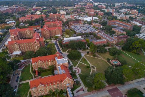 Aerial photograph of Florida State University in Tallahassee. 
