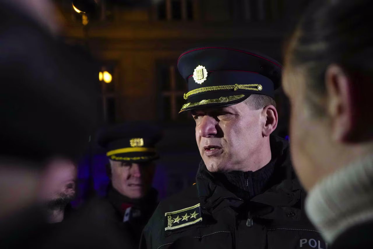 Czech Republic's Police president Martin Vondrášek speaks to the media in Prague on Thursday.