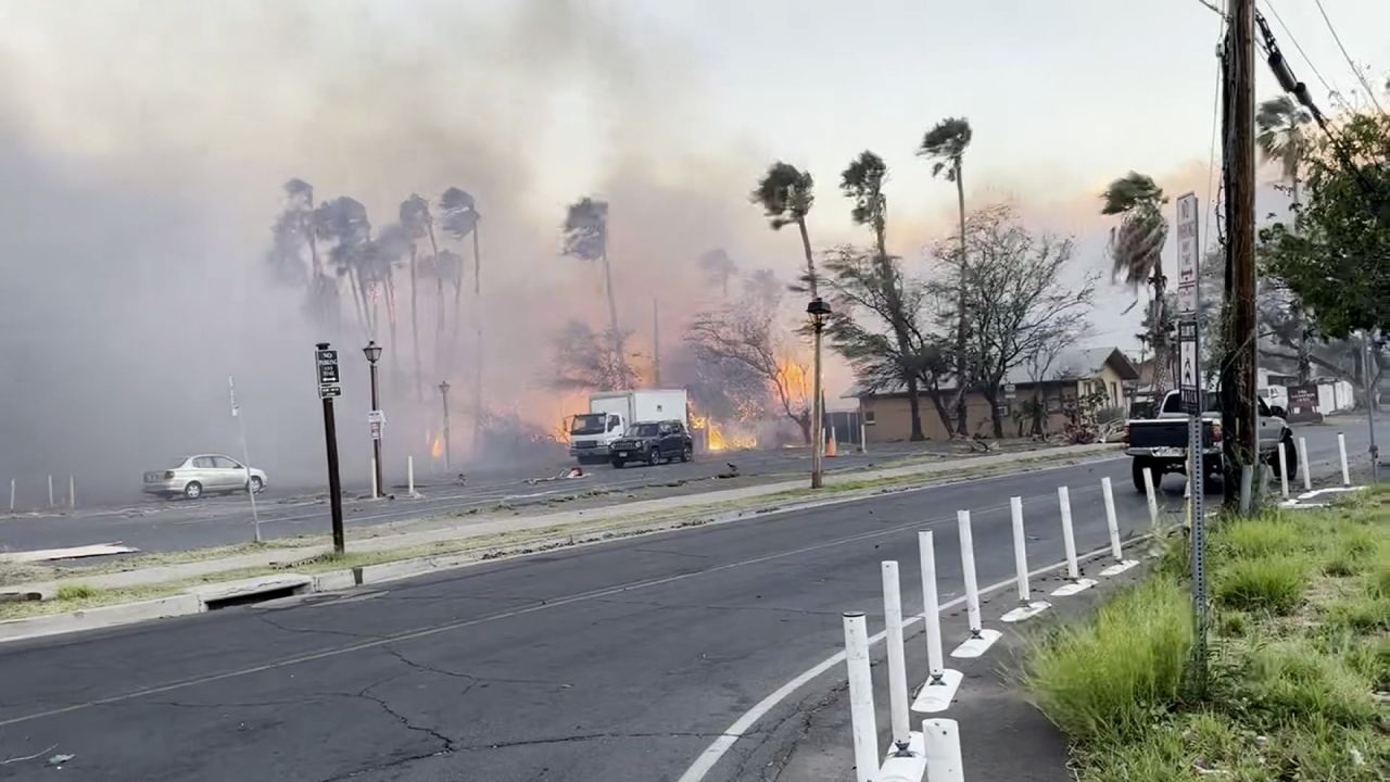 Smoke and wind is seen in Maui on Wednesday.