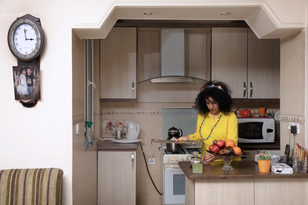 Narges Mohammadi pictured at home during her medical furlough from prison in 2021 in Tehran, Iran.